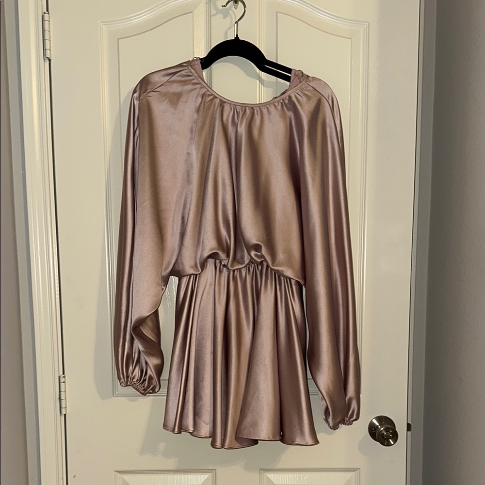 Elegant Satin Long Sleeve Dress